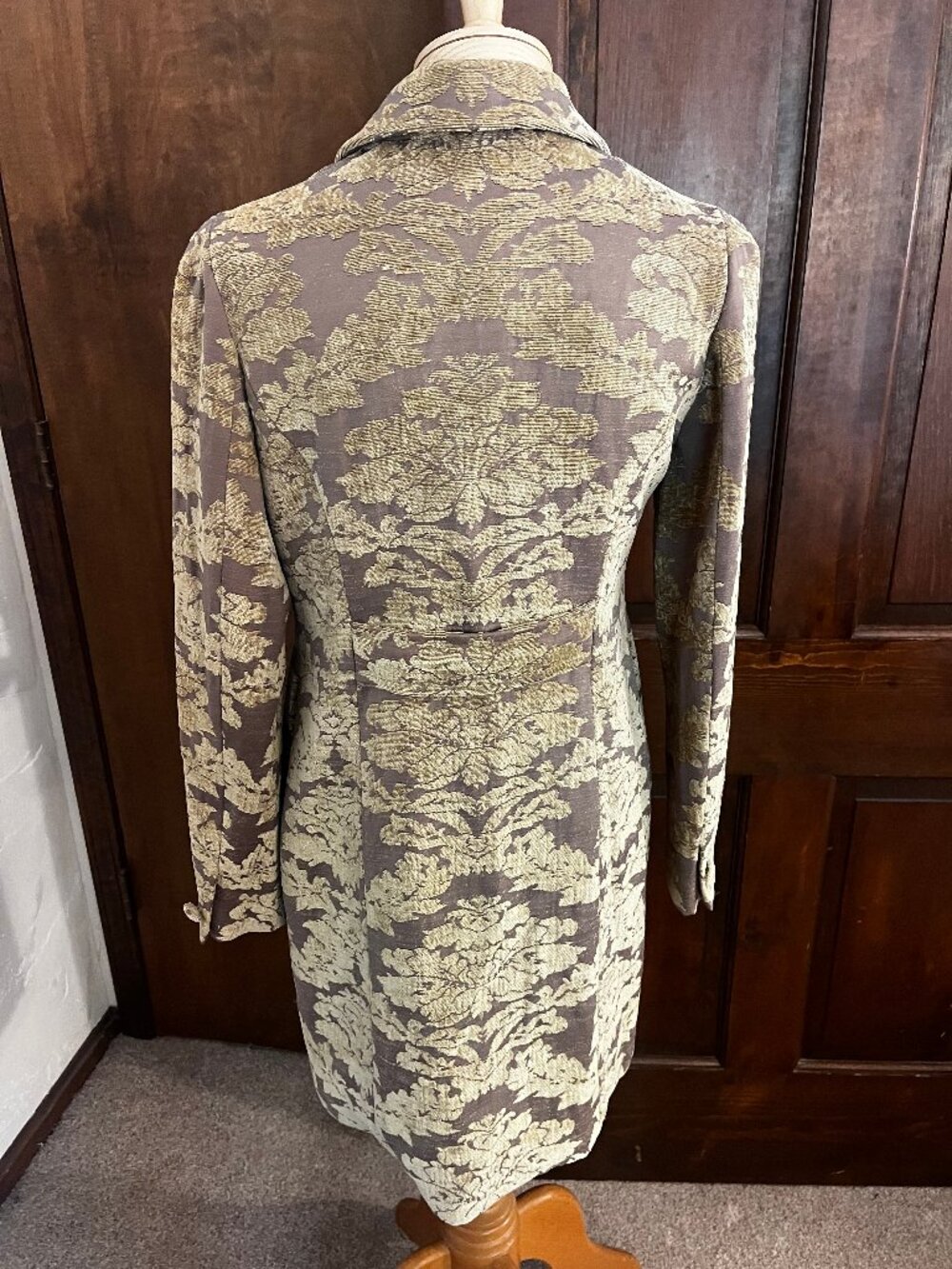 Elevenses Brocade Tapestry Long Coat with Flower Bow, Size S - Picture 4 of 16